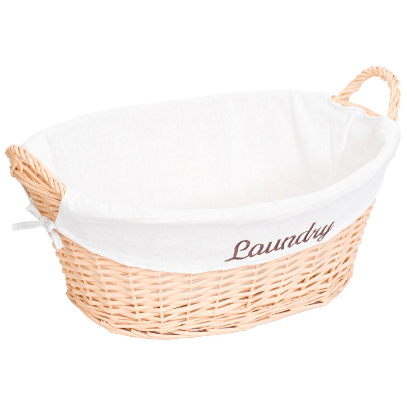 Gracie Oaks Wicker Laundry Hamper Basket With Liner And Side Handles Reviews Wayfair