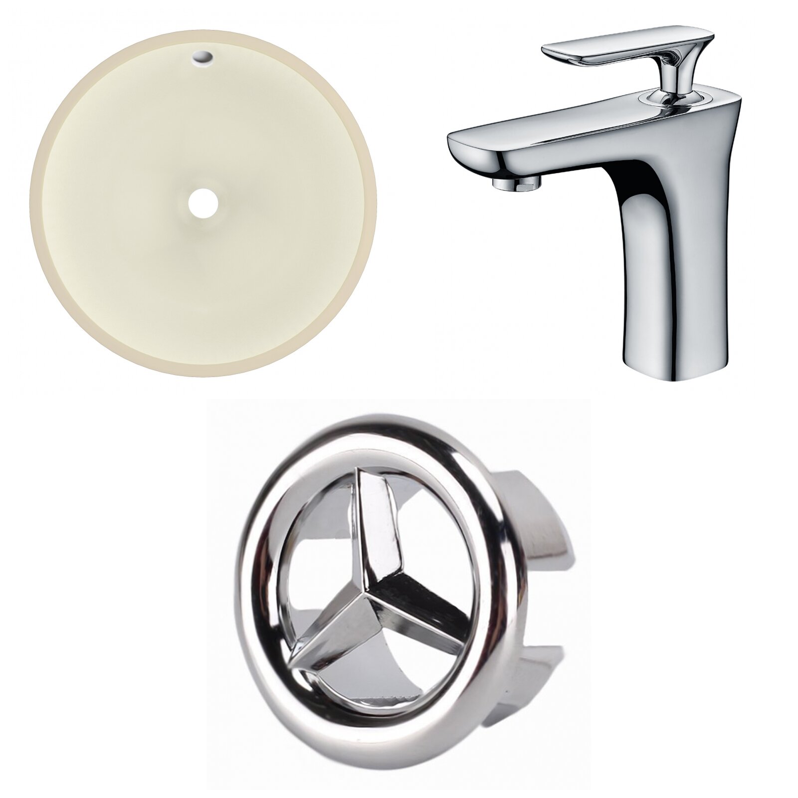 Avanities Biscuit Ceramic Circular Undermount Bathroom Sink With Faucet And Overflow Wayfair