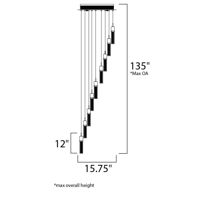 Gulf Gate 9 Light Cluster Cylinder Led Pendant