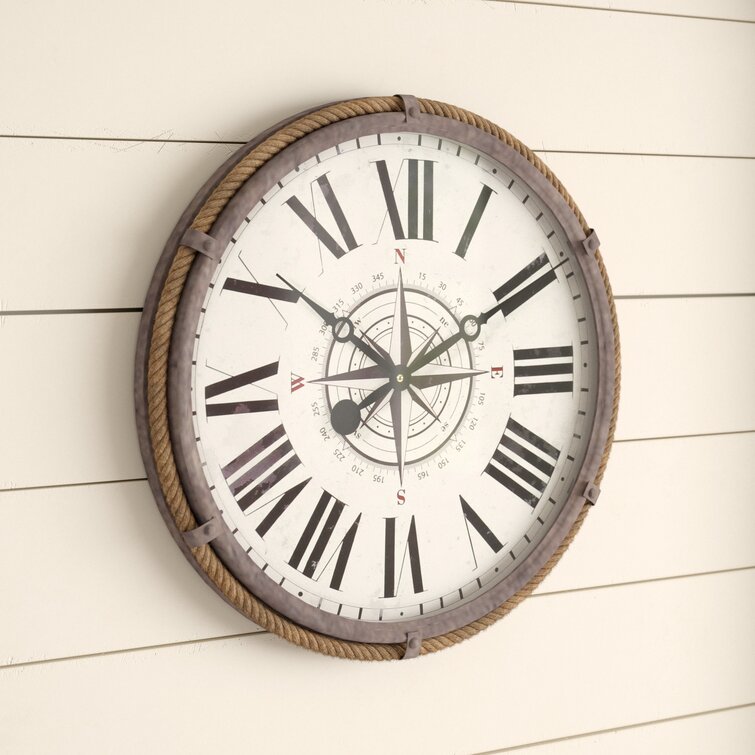 Details about   Wall Clock 23.5 in Round Oversized Wood Coastal Adult Decorative Quartz Analog 