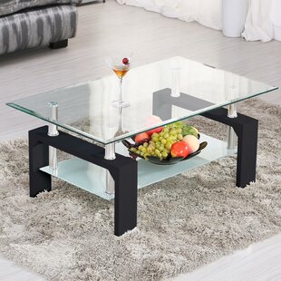 rectangle wood and glass coffee table