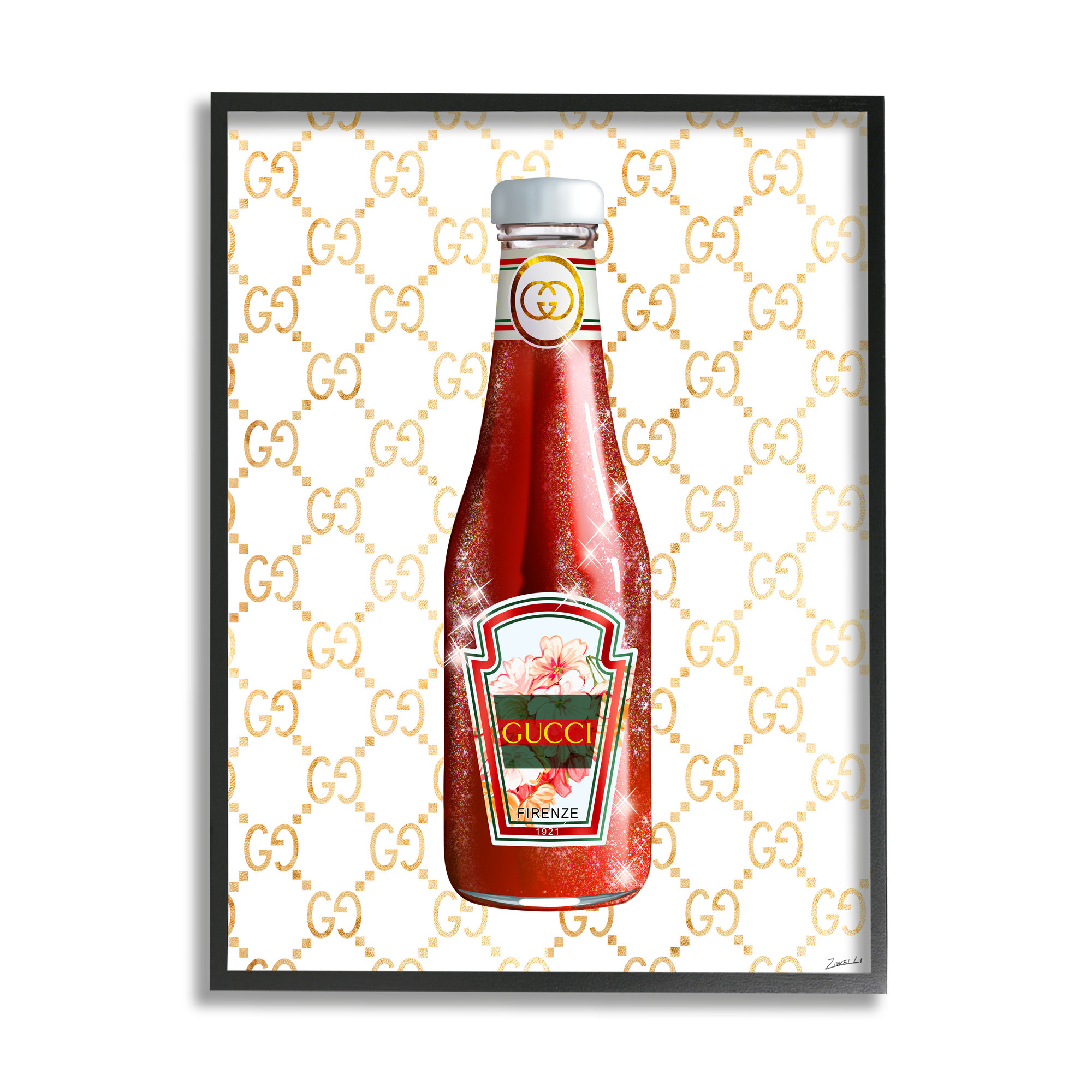 Stupell Industries Glam Kitchen Ketchup Bottle Patterned Condiment ...
