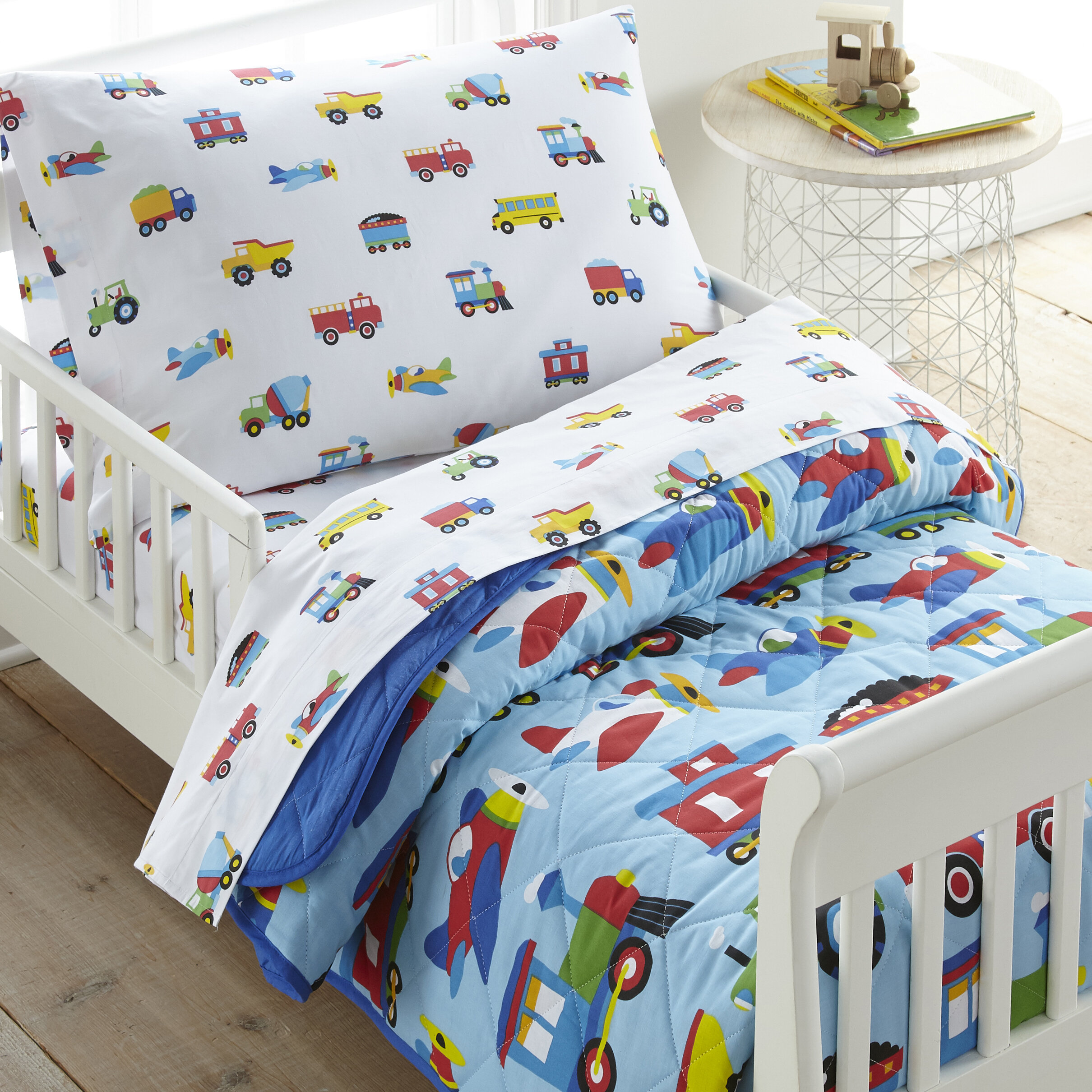 Wildkin Olive Kids Trains Planes And Trucks Toddler Comforter