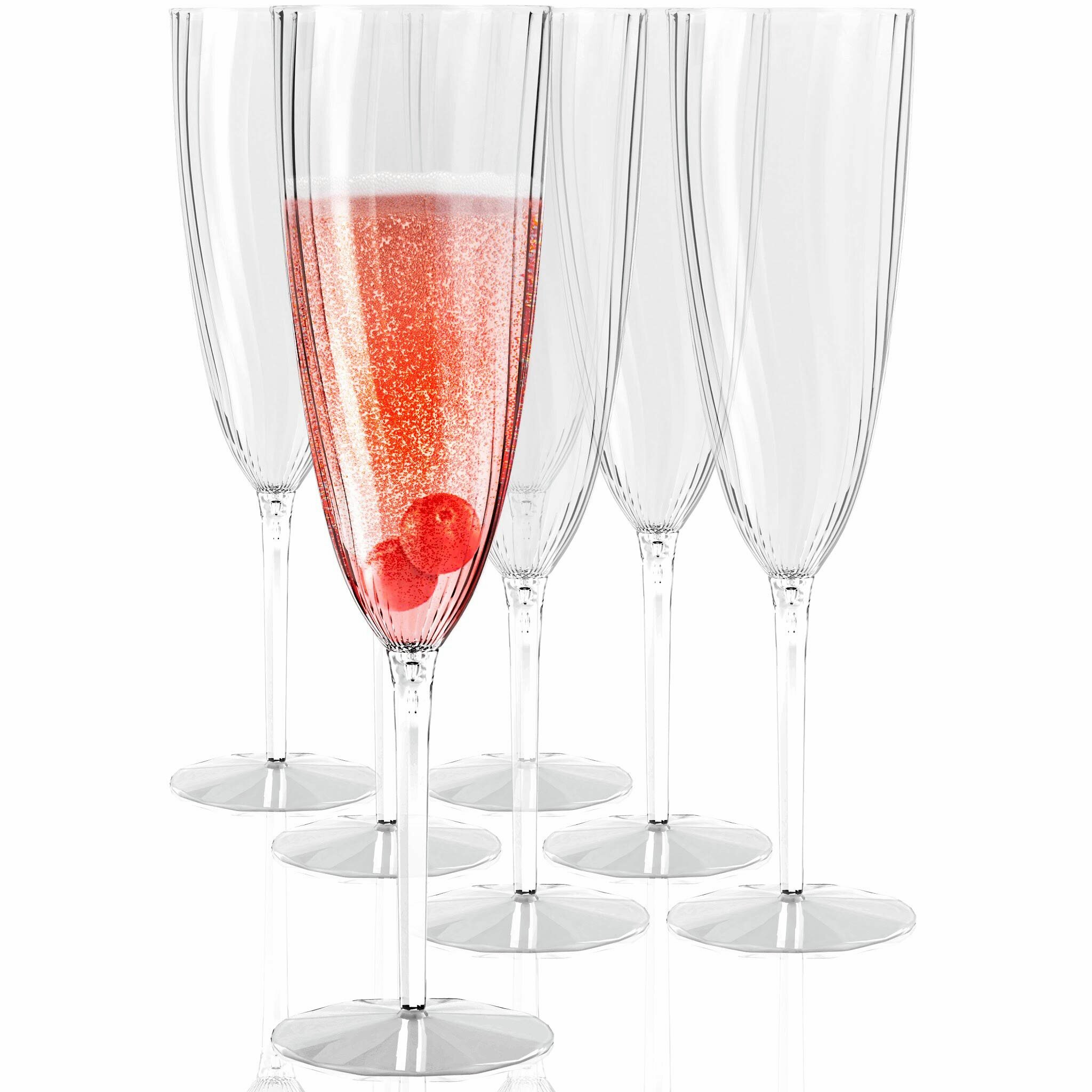 6 oz Plastic Champagne Glasses Disposable BPA Free Plastic Cups Set One Piece Champagne Flutes Plastic Wine Glasses Set of 12 for Wedding Mimosa Glasses Plastic Champagne Flutes Disposable 