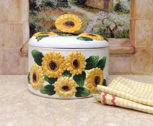 Abchomecollection Sunflower Ceramic Food Storage Container With Lid Wayfair