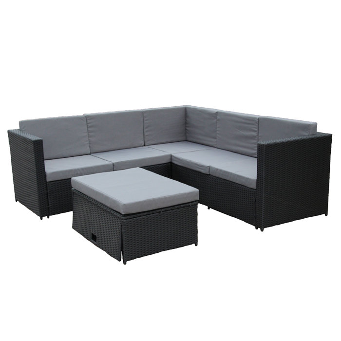 Wrought Studio Aleko Rattan Wicker 4 Piece Indoor Outdoor Patio