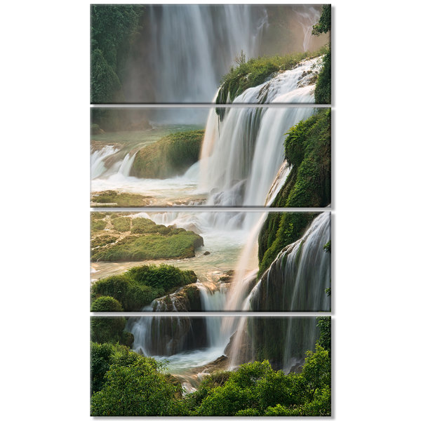 Designart Detian Waterfall 4 Piece Graphic Art On Wrapped Canvas Set Wayfair
