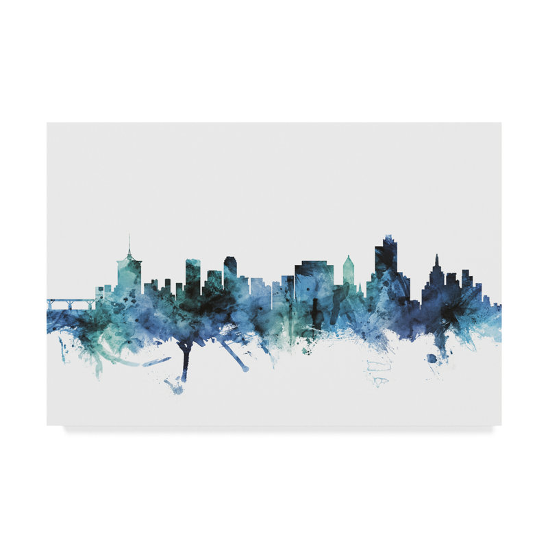 Wrought Studio Tulsa Oklahoma Blue Teal Skyline Graphic Art
