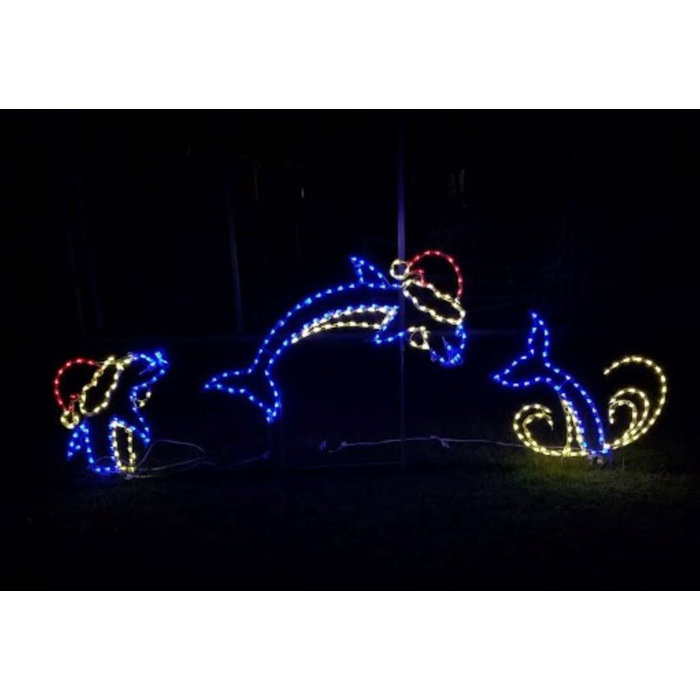 The Holiday Aisle® LED 3 Piece Lit Jumping Dolphin with Santa Hat