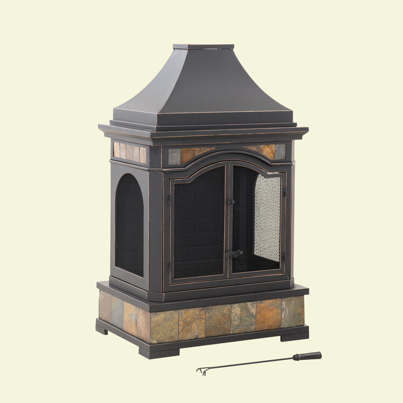 Sunjoy Monroe Steel Wood Burning Outdoor Fireplace Wayfair Monroe Steel Wood Burning Outdoor Fireplace