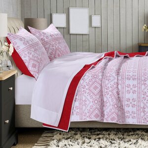Holly Cross Stitch Reversible Quilt Set