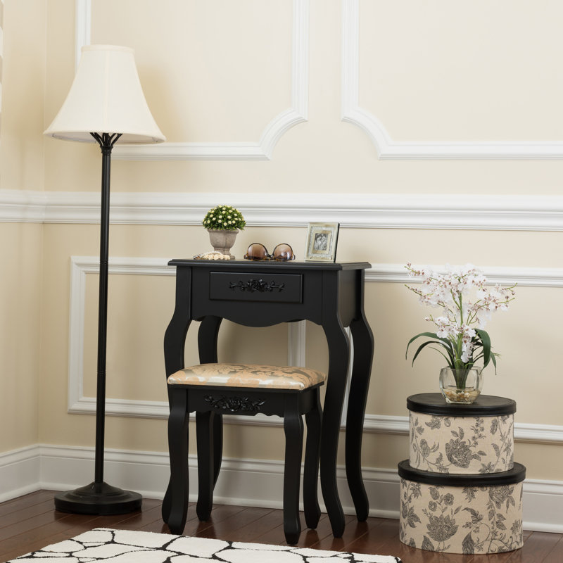 Charlton Home Delafield Elegant 3 Drawer Dressing Table Vanity Set With Mirror Reviews Wayfair