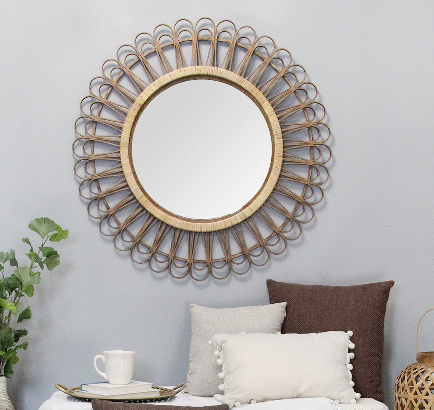Bungalow Rose Assia Rattan Eclectic Accent Mirror Wayfair
