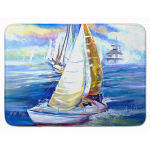 Lorna Rock My Boat Sailboat Memory Foam Bath Rug