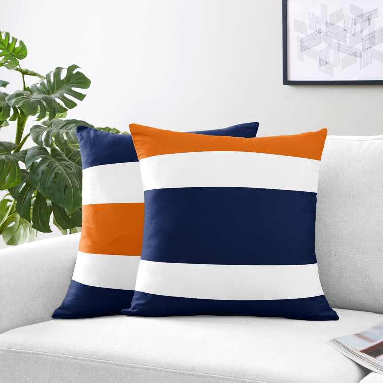 orange navy throw pillows