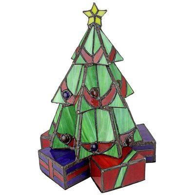 Design Toscano Christmas Tree 11" Lighted Art Glass Novelty Light