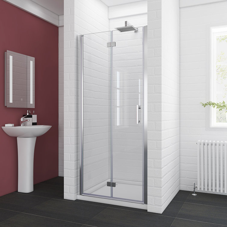 SUNNY 34&quot; W x 72&quot; H Bi-Fold Semi-Frameless Shower Door | Wayfair