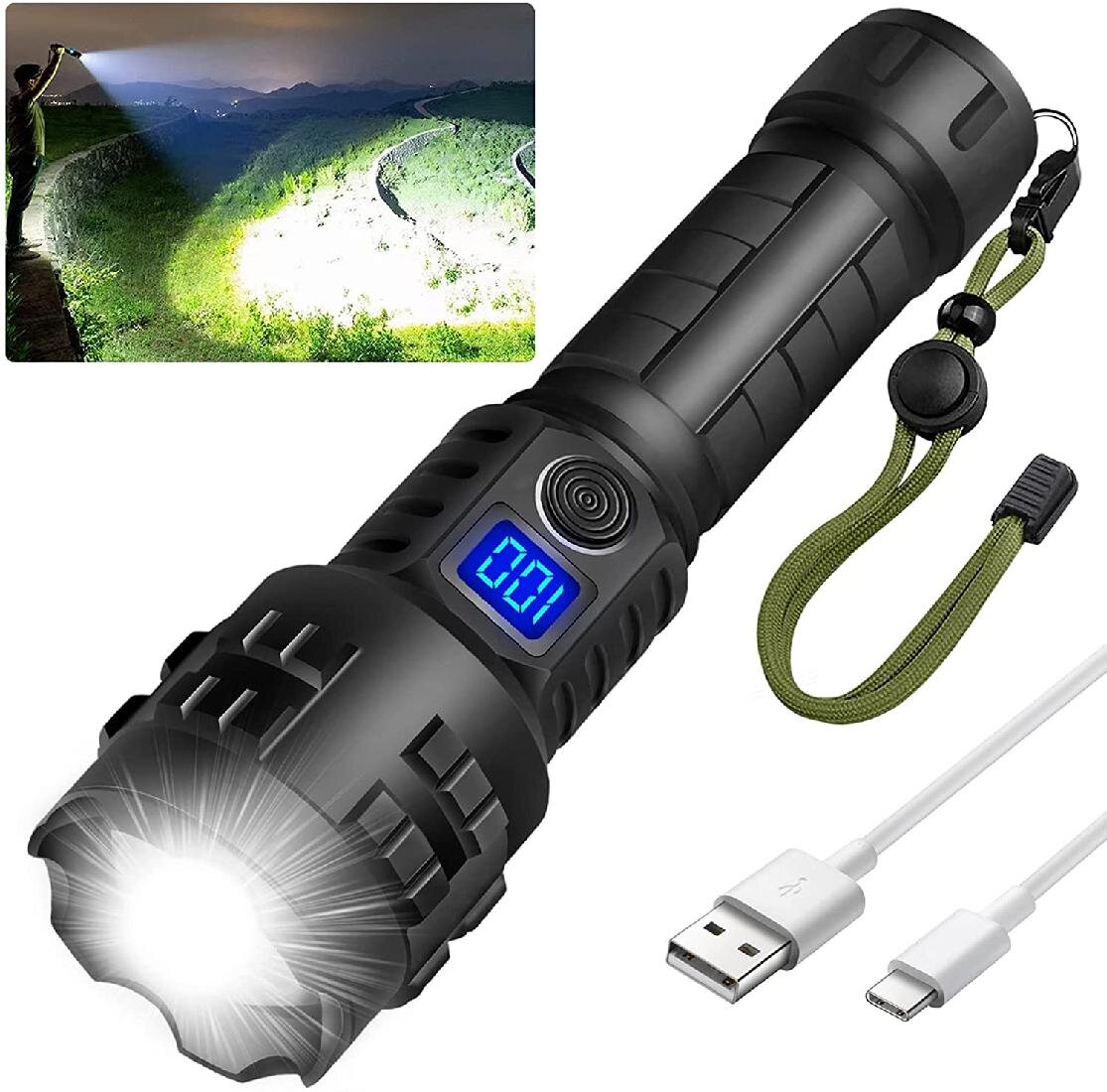 7 in 109 LED Emergency Flashlight Torch Lamp Outdoor Camping 