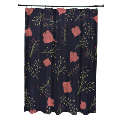 Alcott Hill Orchard Lane Polyester Spring Blooms Floral Single Shower Curtain  Color: Navy Blue