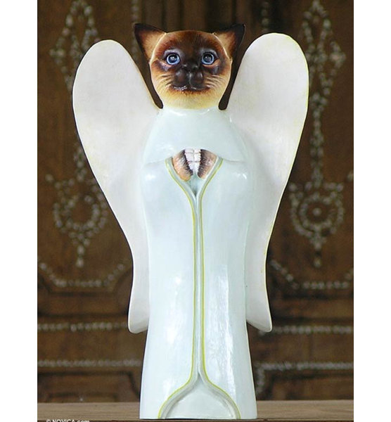 Wooden Cats Statue Wayfair
