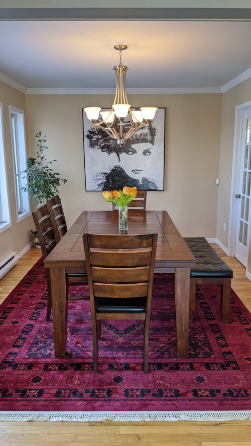 light pink dining room