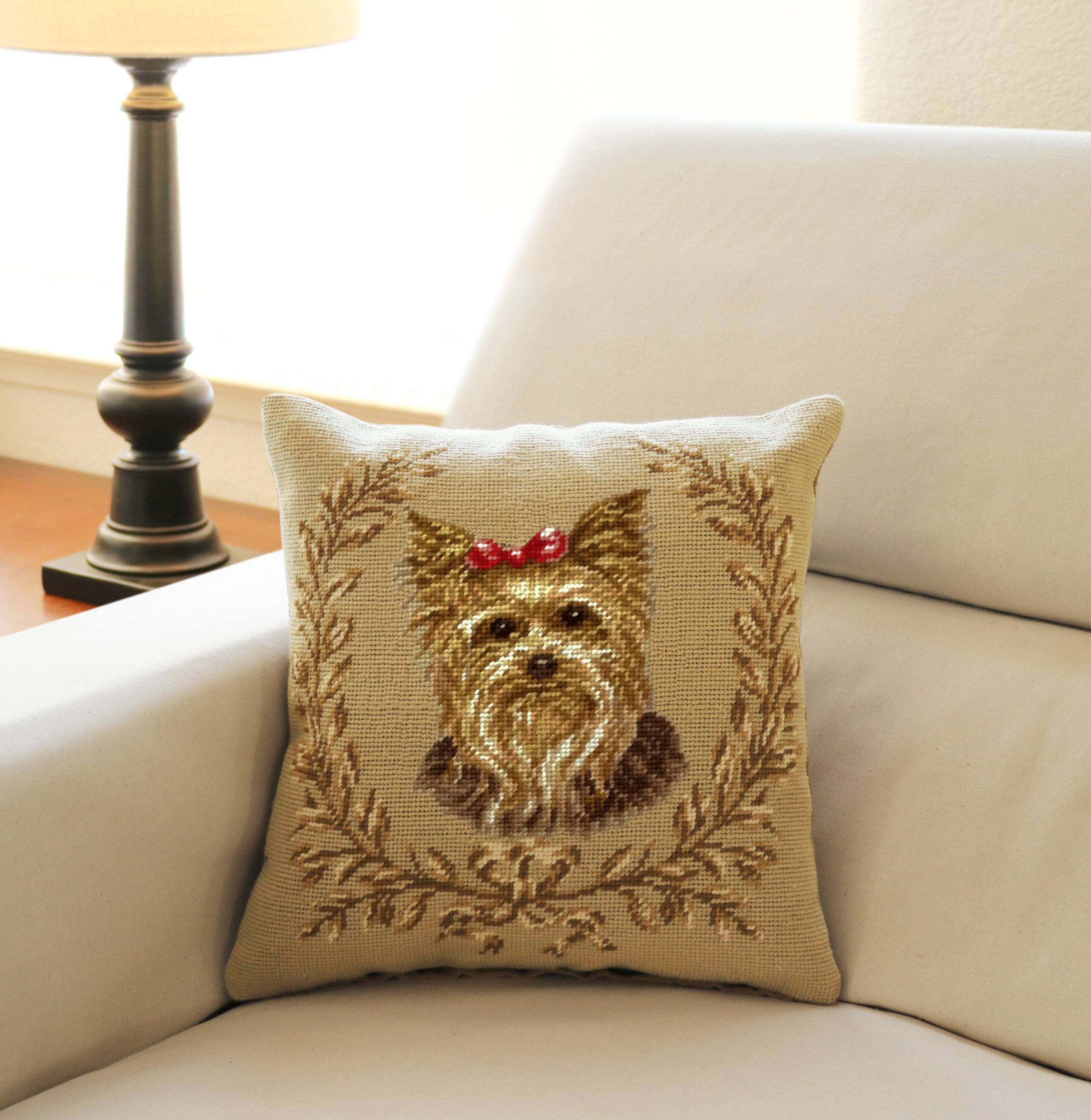 Winston Porter Shreveport Dog Needlepoint Wool Throw Pillow Wayfair