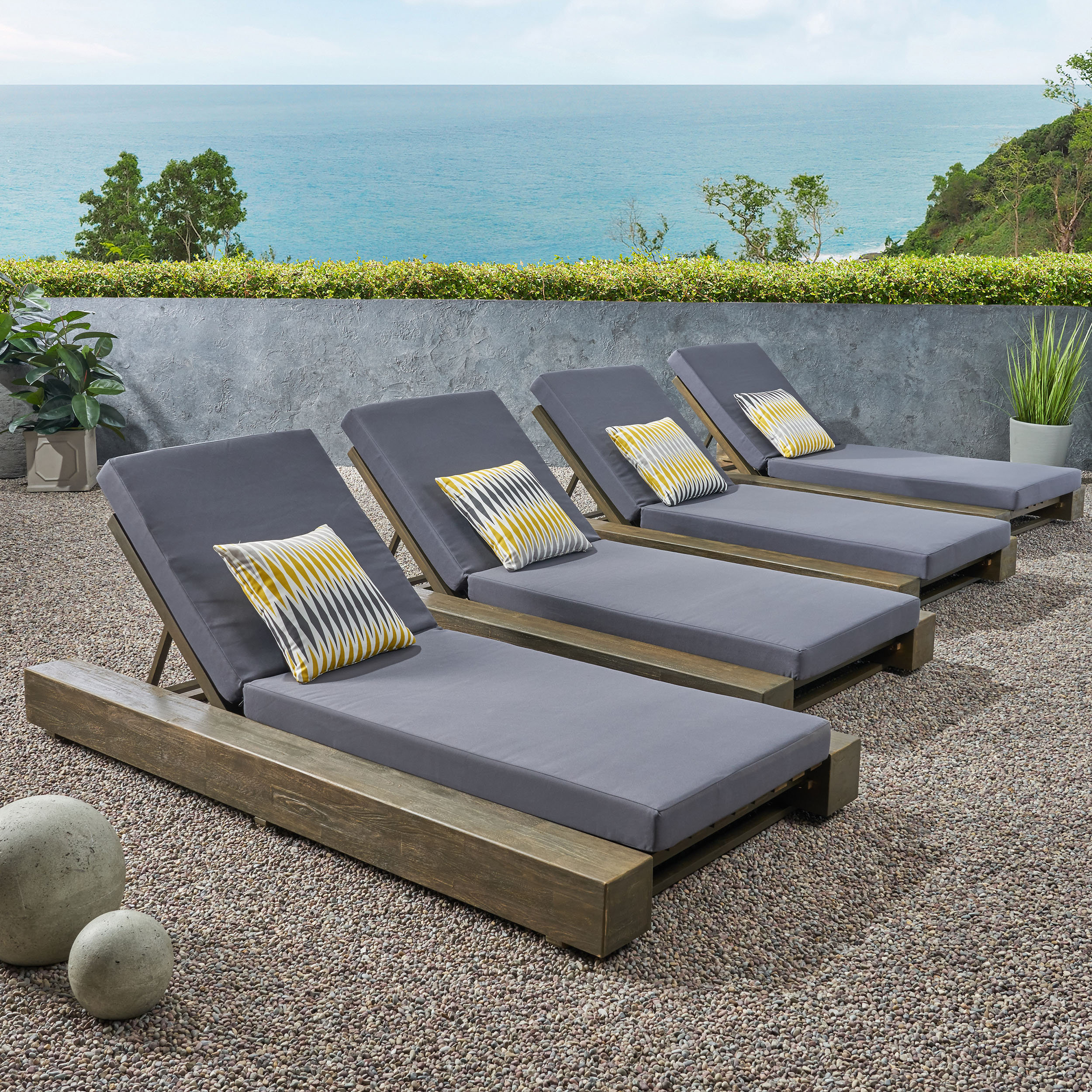 Union Rustic Outdoor Reclining Chaise Lounge With Cushion Reviews Wayfair