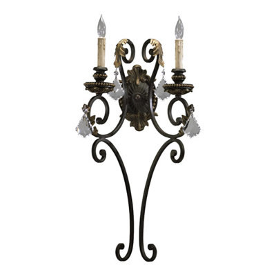 Araiz 2 - Light Dimmable Candle Toasted Sienna With Mystic Silver Candle Wall Light