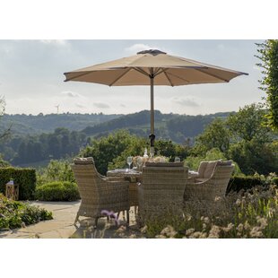 Ridgemoor 6 Seater Dining Set With Cushions And Parasol By Sol 72 Outdoor
