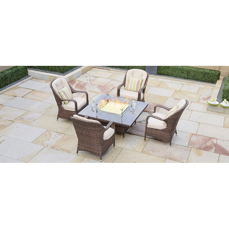 Charlton Home Matsuda 4 Seat Gas Fire Pit Outdoor Dining Set Wayfair