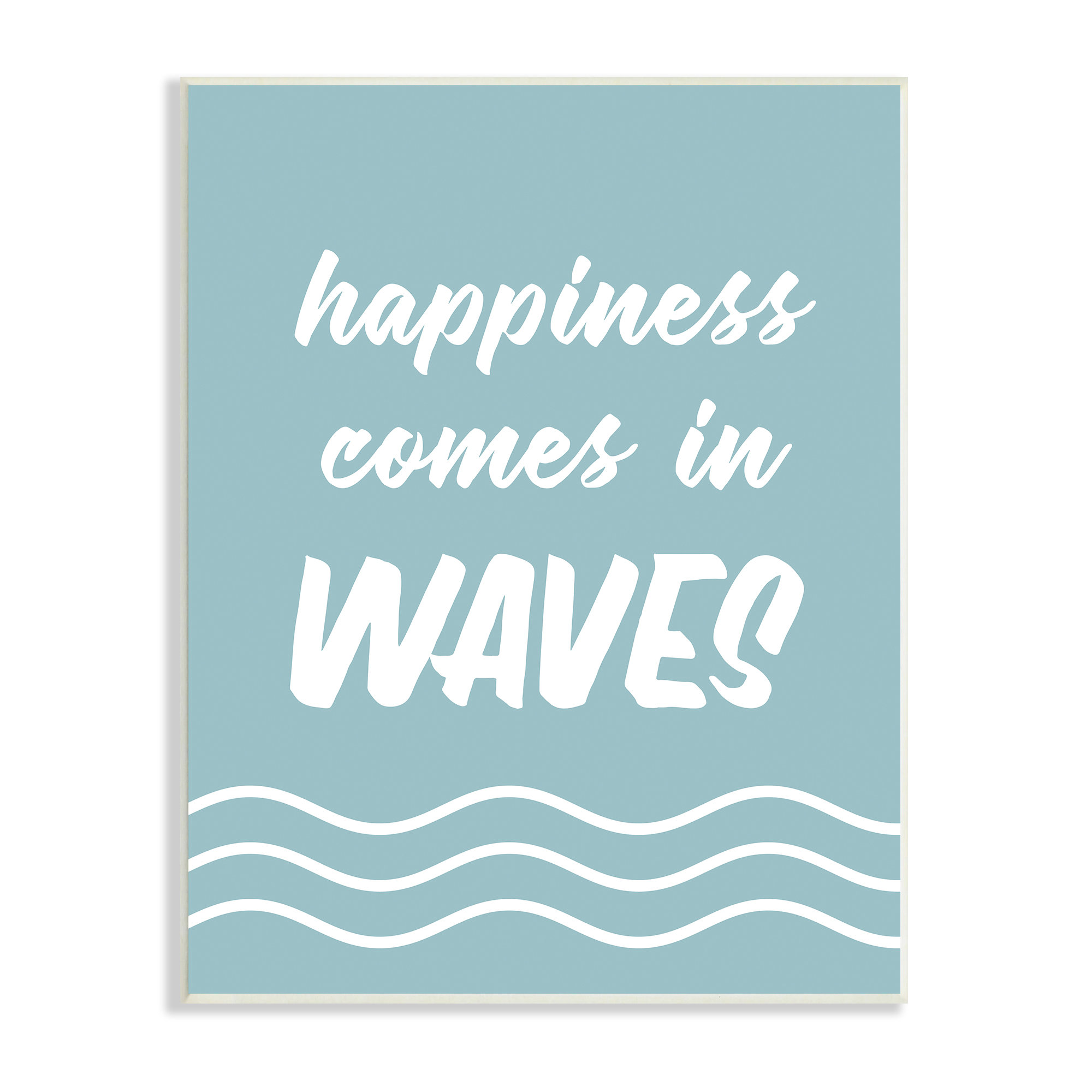 Stupell Industries Happiness Beach Water Waves Uplifting Cursive Phrase ...