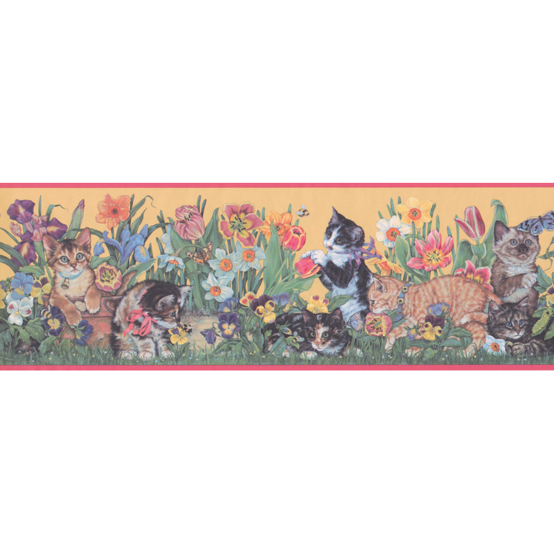 August Grove Procopio Kittens Flowers 15 L X 8 W Wildlife