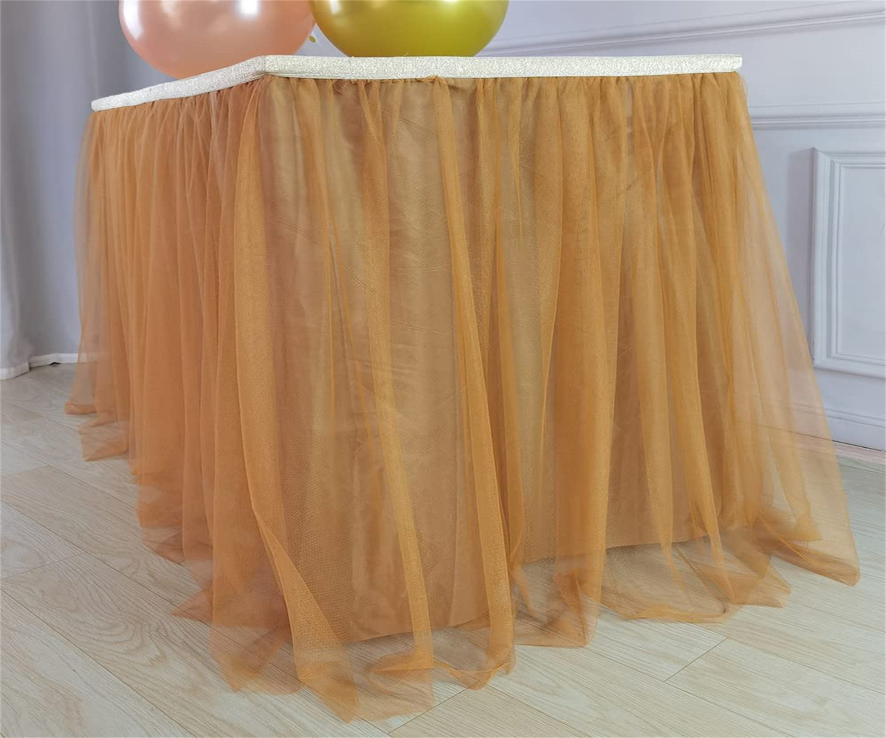 Tutu Table Skirt 6ft for Round Retangle Table Adjustable Tulle Table Skirting for Birthday Baby Shower Graduation Wedding Anniversary Picnic Friends or Family Party Decoration-Mermaid 6FT, Blue