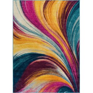 Bunce Modern Abstract Pink/Yellow Area Rug