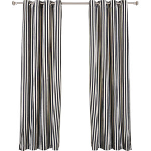 Herringbone Striped Semi-Sheer Grommet Curtain Panels (Set of 2)