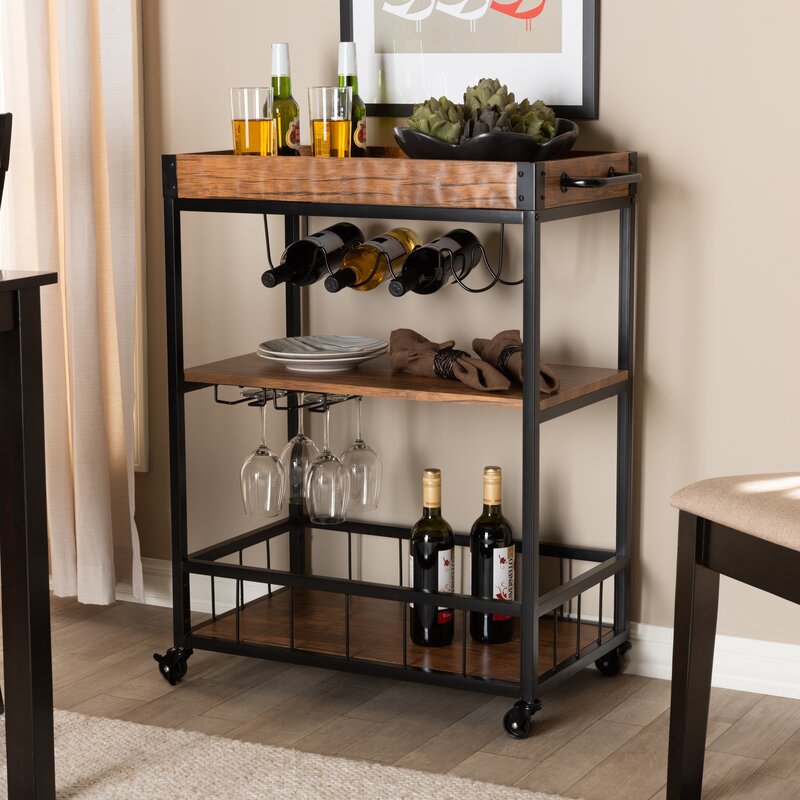 Williston Forge Masuda Mobile Metal Bar Cart & Reviews | Wayfair