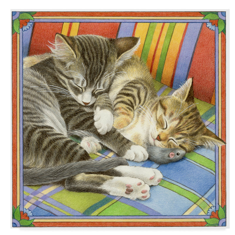 Trademark Art Two Gray Cats Sleeping Acrylic Painting Print On