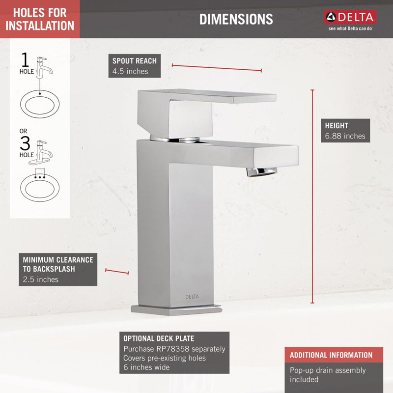 567lf Sspp Pp Delta Single Hole Bathroom Faucet With Drain