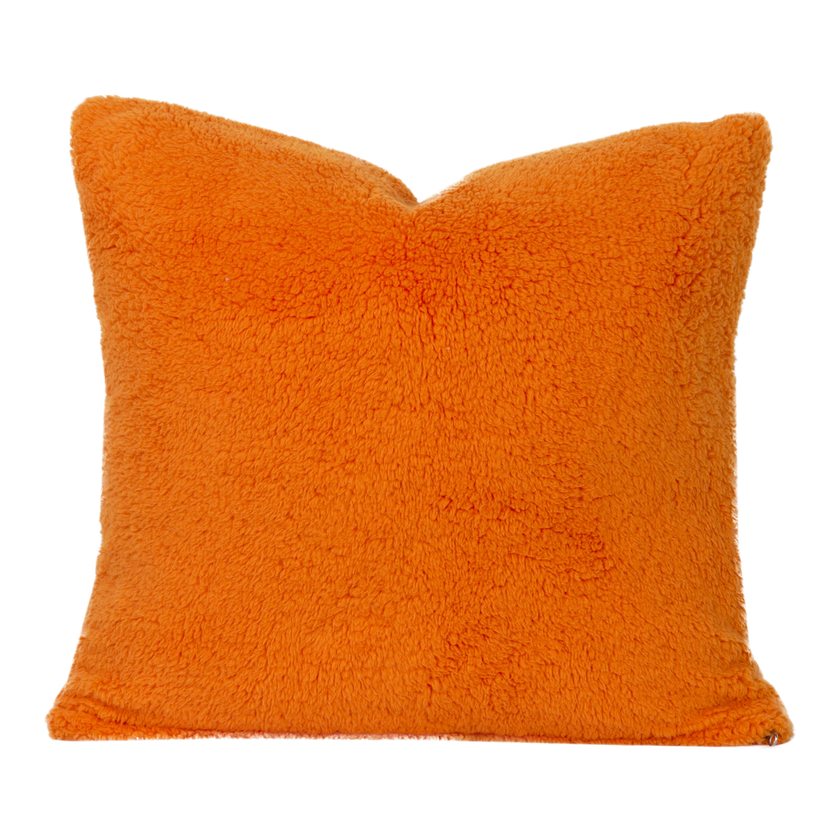 orange fuzzy pillow