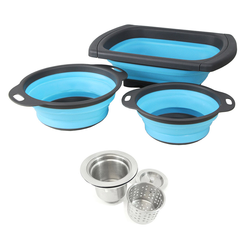 collapsible silicone colander with stainless steel base by good cooking