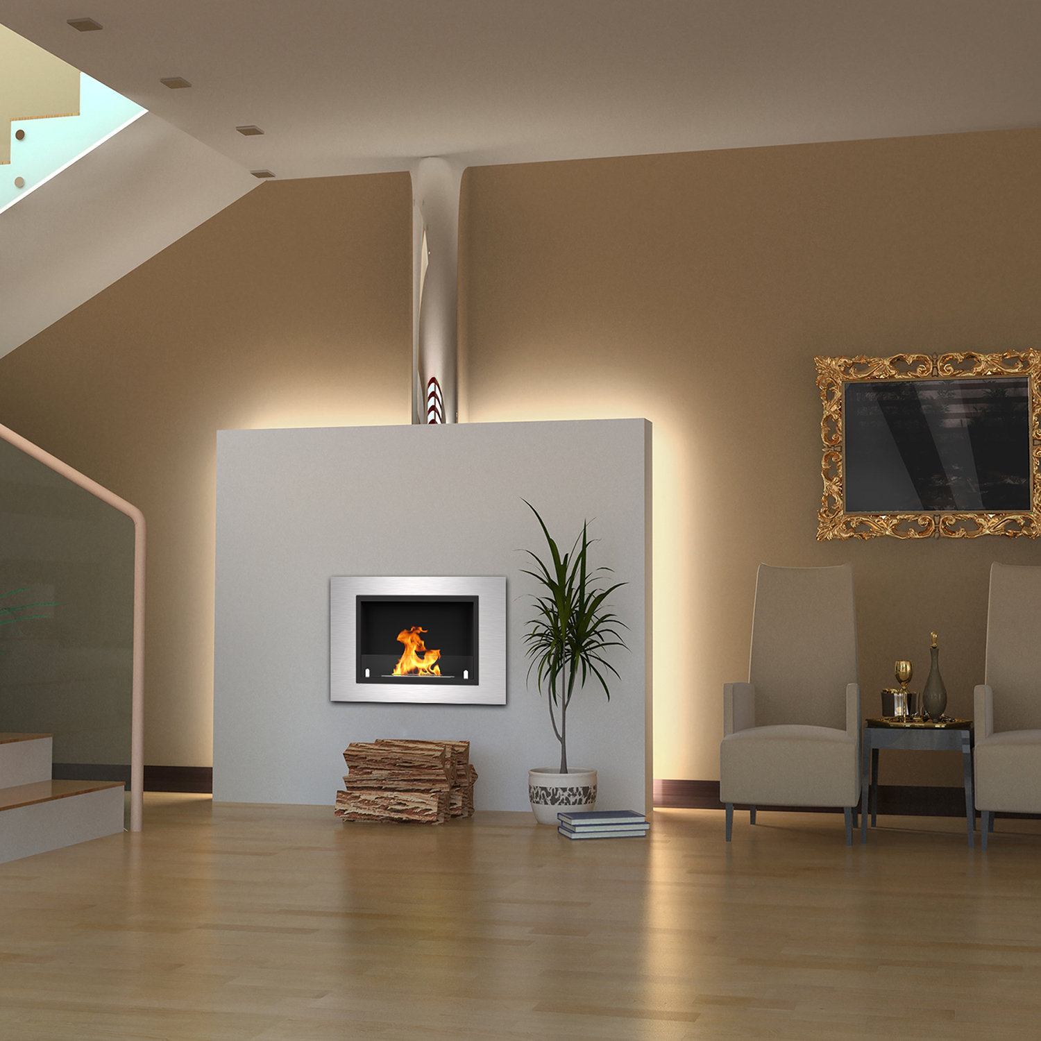 Orren Ellis Loyd Ventless Recessed Wall Mounted Bio Ethanol