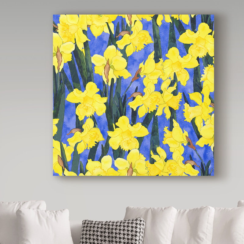 Trademark Art Fertile Rising Pattern Daffodils Watercolor