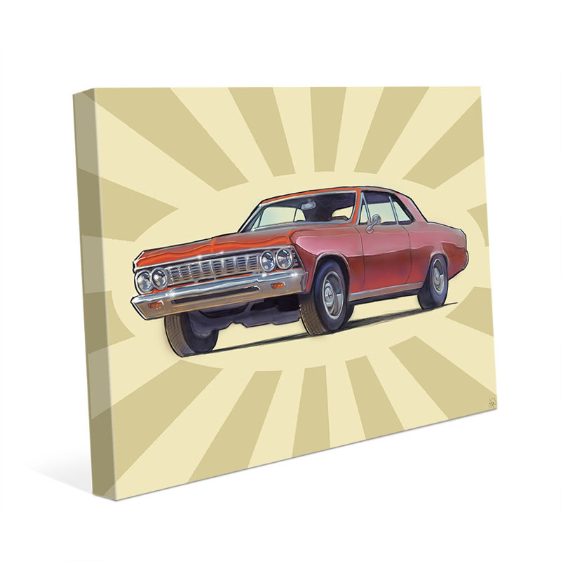 Click Wall Art Muscle Car On Khaki Graphic Art On Wrapped Canvas