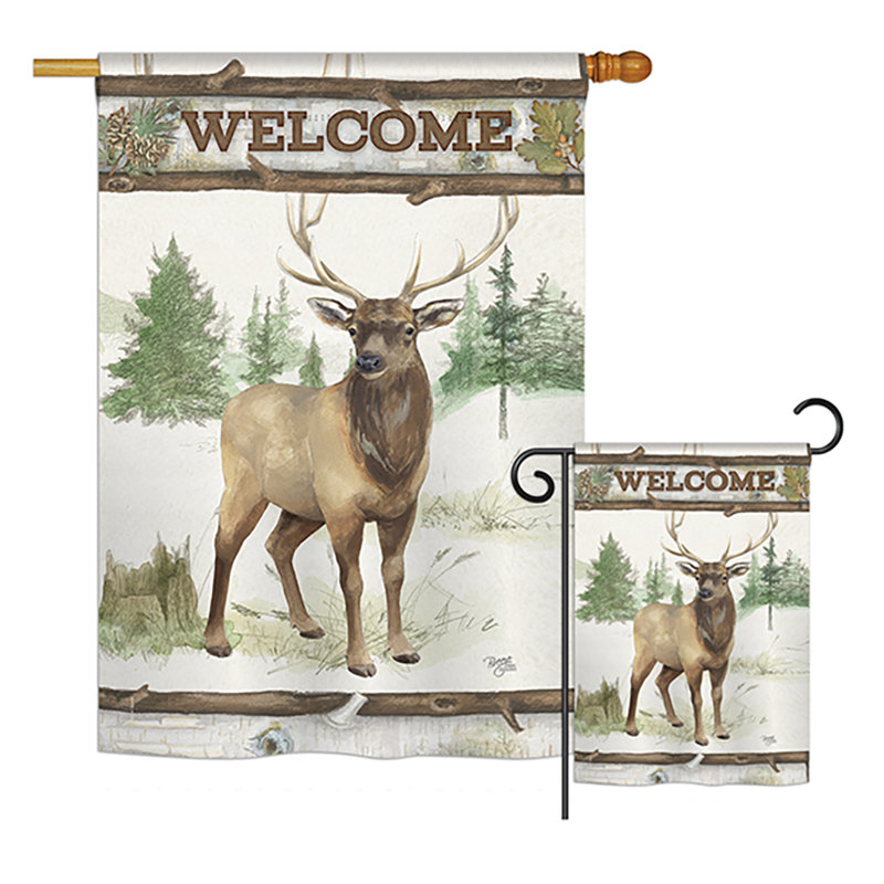 Breeze Decor Welcome Deer Nature Wildlife 2 Sided Polyester 40 X 28 In Flag Set Wayfair