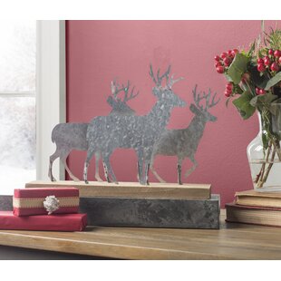 LRG DRIFTWOOD STYLE REINDEER CHRISTMAS DECORATION WALL HANGING SIGN PLAQUE SIGN