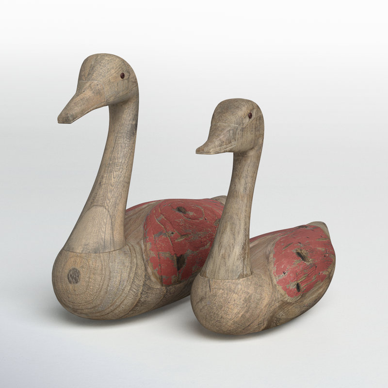 Fernet 2 Piece Bird Stained Figurine Set Finish: Red