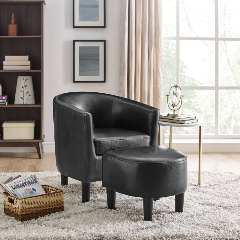 Latitude Run Aaleeyah 25 W Faux Leather Armchair And Ottoman Reviews Wayfair