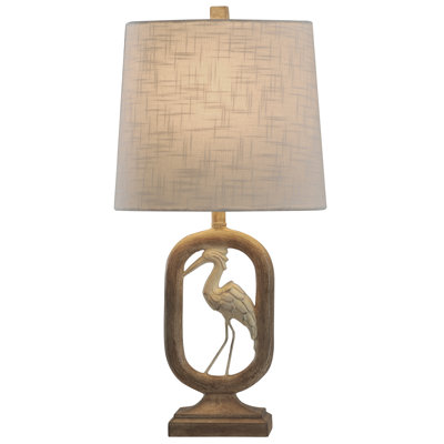 Gauthier 22.75'' Distressed Light Brown/Off-White Table Lamp