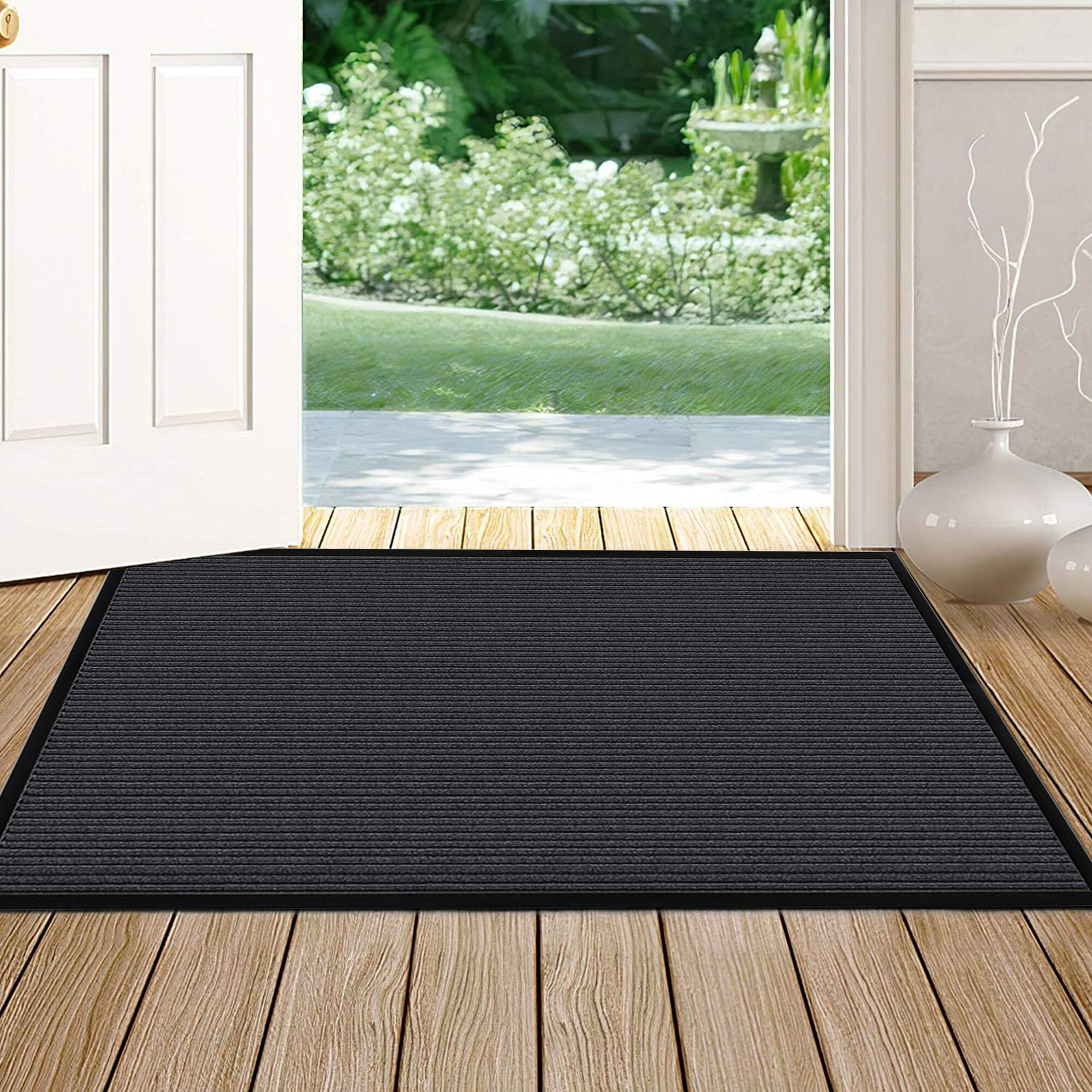 Durable Polyester and Rubber Door Mat Heavy Duty Doormat Indoor & Outdoor Rug 