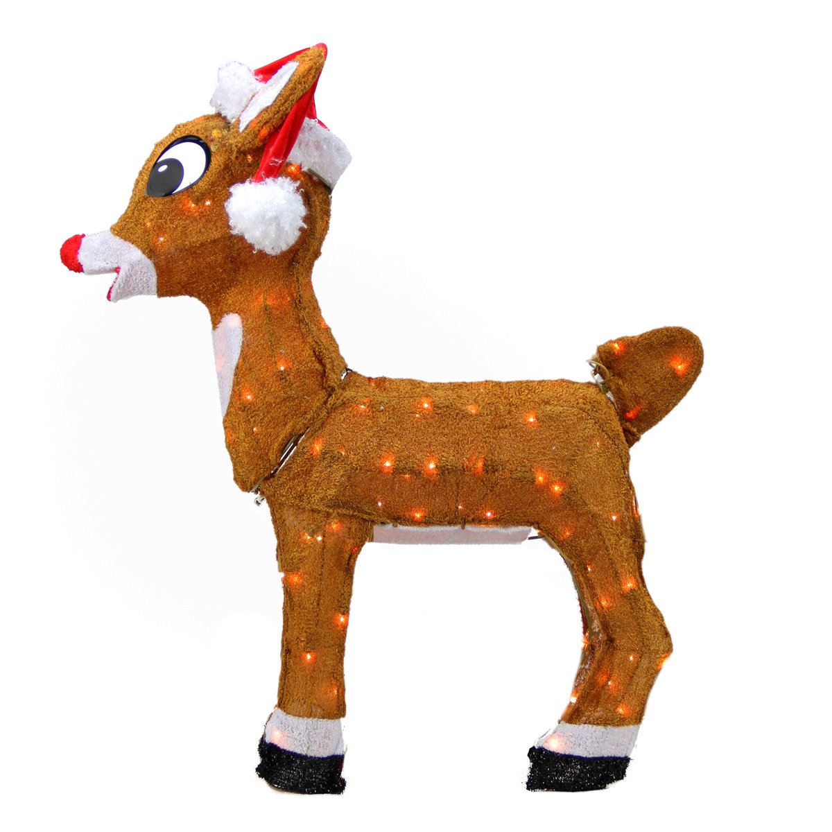 rudolph the red nosed reindeer pre lit in santa hat christmas yard art decoration - Christmas Reindeer Decorations rudolph the red nosed reindeer pre lit in santa hat christmas yard art decoration - Christmas Reindeer Decorations